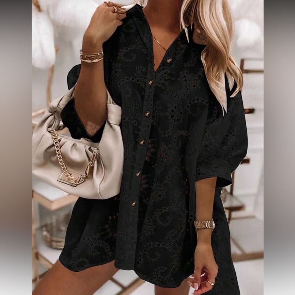 White Eyelet Tunic Dress - Picture 12 of 14